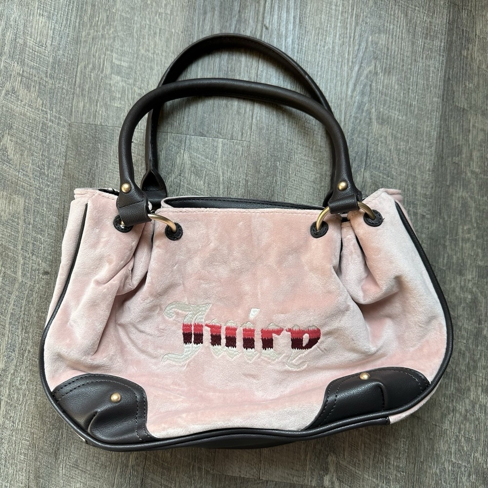Y2K Vintage 2010 Juicy Couture Bubblegum Pink Hobo Satchel Bag Crest Handbag